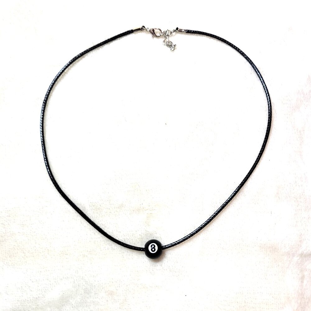 🤘🏼🎸🎱Punk Rock Black 8 Ball Billiard Poolhall Skater HipHop Unisex Necklace